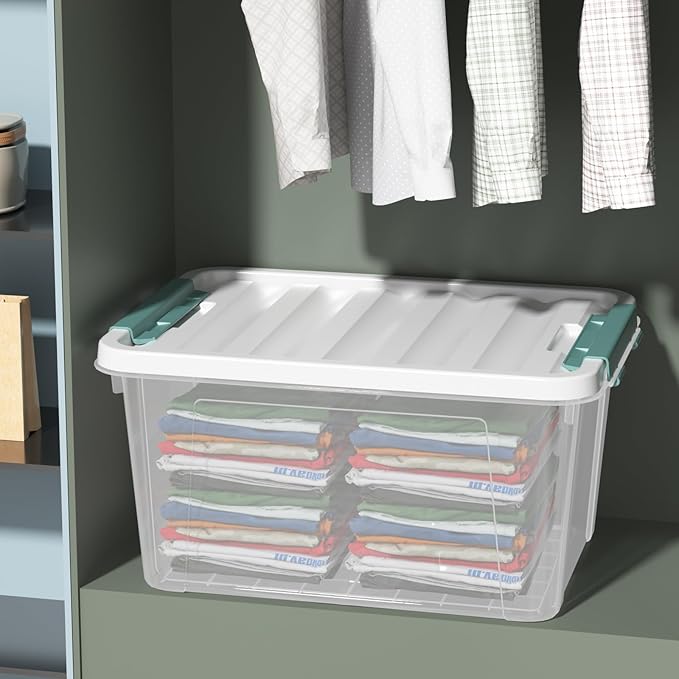 20 Quart Plastic Latching Storage Boxes, Clear Storage Box Bins with lids Set of 4 - Image 6