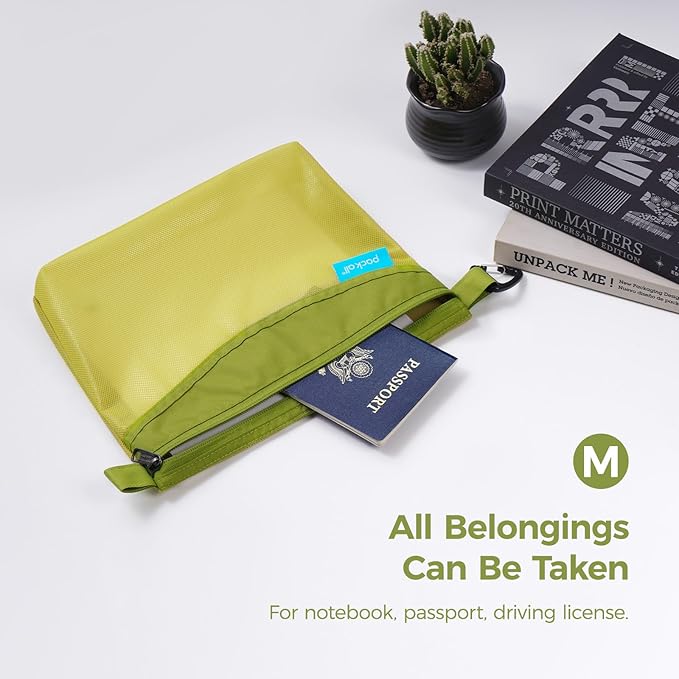 pack all 3 Pcs Water-resistant Material Zipper Pouch Set, Mesh Zipper Bags for Storage, Travel, Office (Green) - Image 6