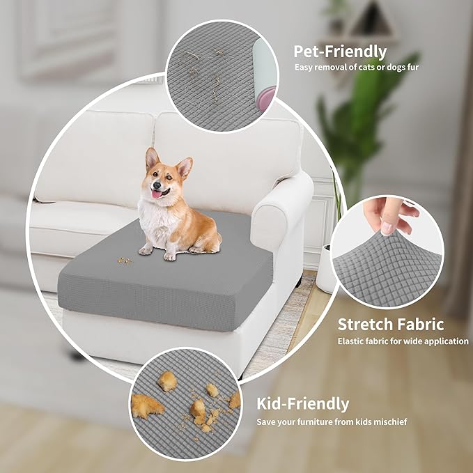 Easy-Going Stretch Sectional Couch Covers 1 Piece Chaise Lounge Slipcover L Shape Separate Cushion Couch Seat Chaise Cover for Both Left/Right Sectional Couch Light Gray - Image 4