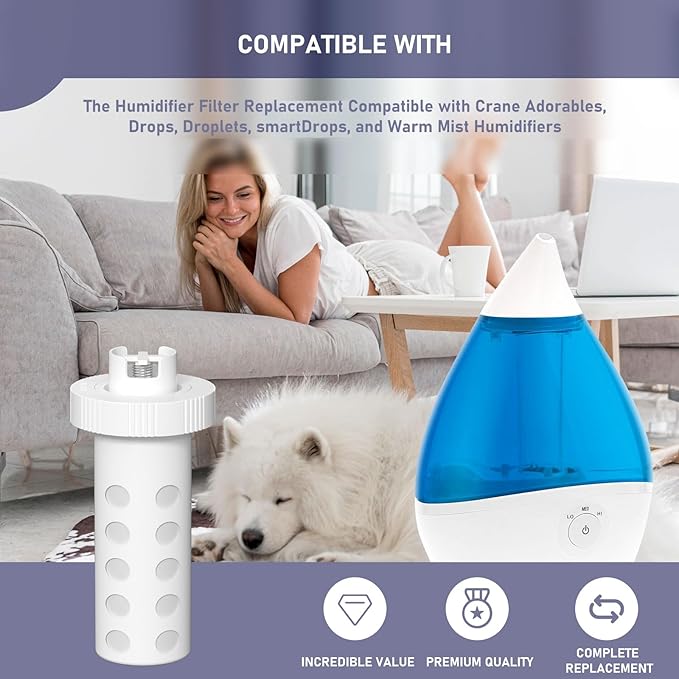 Ontheone Humidifier Filter Replacement Compatible with Crane Teardrop Humidifiers, Adorables, Drops, Droplets, smartDrops, and Warm Mist Humidifiers, Universal Humidifier Filter, 3 Pack - Image 2