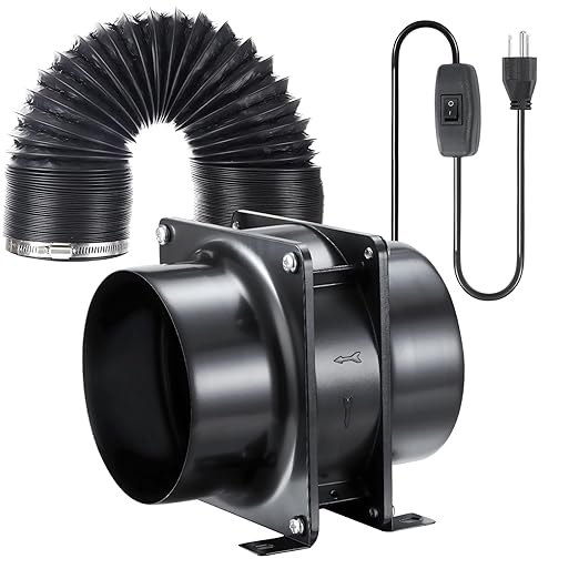 4inch Axial Fan Kit, Exhaust Extractor Blower Ventilation Fan with Button Switch, Dryer Hose for Grow Tent, HVAC, 3D Printer by Moonjor