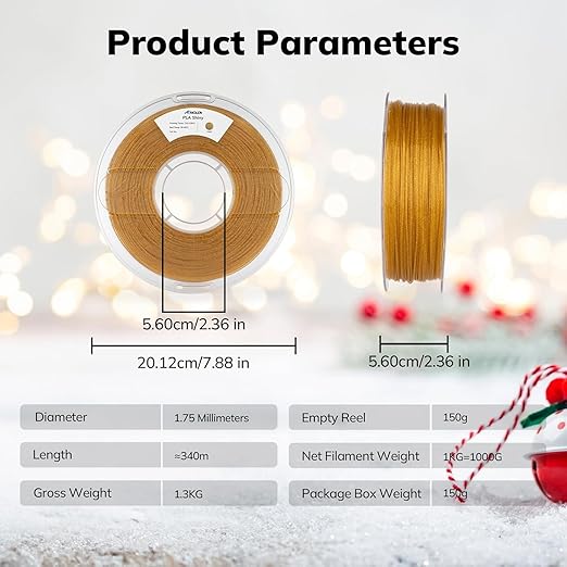 AMOLEN 2kg PLA Pack Glitter Gold & Glitter Silver 3D Printer Filament 1.75mm Shiny Gold Shiny Silver with Sparkles and Glitters Pla 2KG Pack Dimensional Accuracy - Image 5