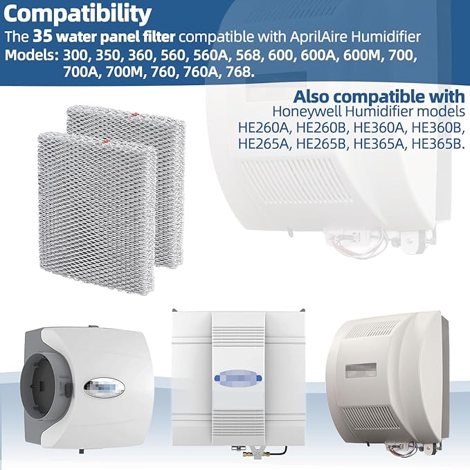 35 Humidifier Filter Pad Water Panel Replacement Compatible with Aprilaire Whole House Humidifier Models 350 360 560 568 600 600A 700 700A 700M 760 760A 768 (Pack of 2) - Image 3