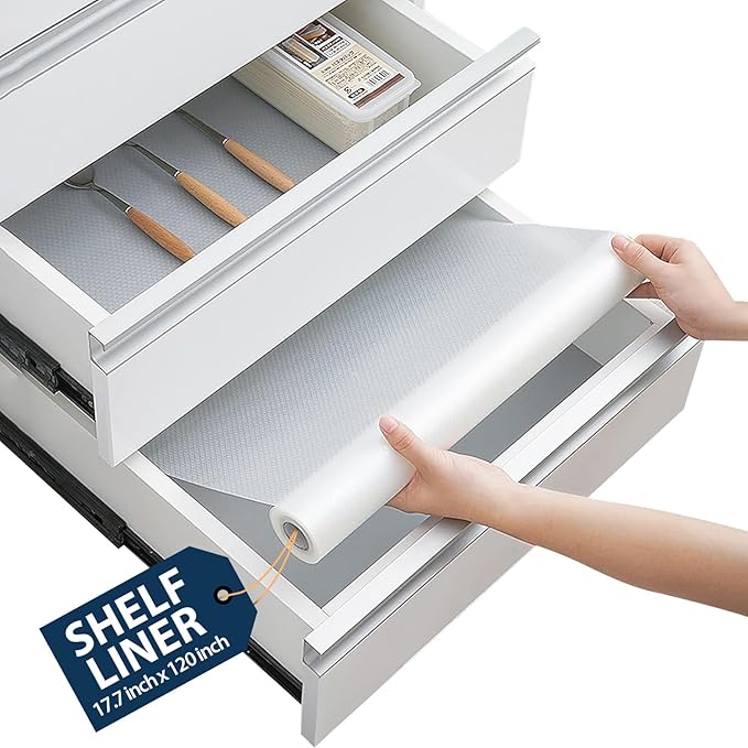 Shelf Liner Drawer Liner for Kitchen Cabinets Non-Adhesive by Linda’s Essentials (17.7 x 120 Inches) - Non-Slip Easy Clean Kitchen Cabinet and Cupboard Protector, Waterproof Mat, Clear Roll - Image 9