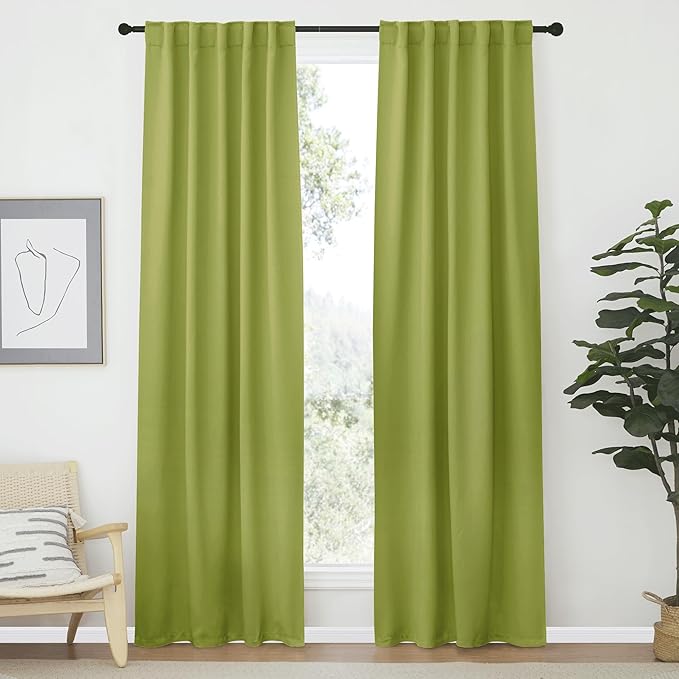 NICETOWN Living Room Darkening Curtains - (Fresh Green Color) W42 x L70, Set of 2, Home Decor Room Darkening Thermal Insulated Drapery Panels for Office/School/Hospital Window by NICETOWN