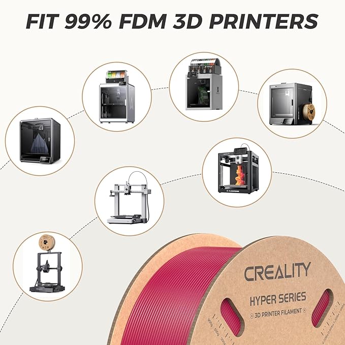 Official Creality Hyper PLA Filament 1.75mm, High Speed PLA 30-600mm/s Rapid 3D Printer Filament, Dimensional Accuracy +/-0.02mm, Fit Most FDM 3D Printers,1KG(2.2lbs) Spool Viva Magenta - Image 8
