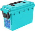 Sheffield 12633 Ammo Storage Box, Stackable .30 Cal Field Boxes, Water and Dust Resistant, Lockable Storage Box with Handle, Secures Hunting Gear, Supplies, and Bullets, Made in USA, Teal, 1-Pack by Sheffield