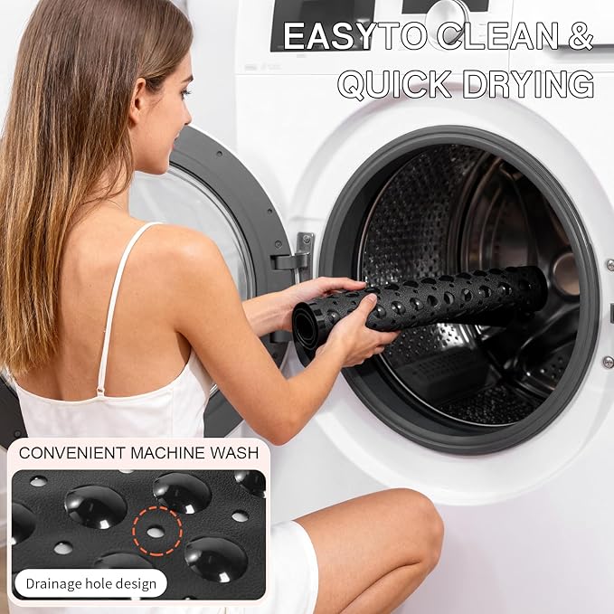 Anti-Slip Bathtub Shower mat, 20.8×20.8（Approximately 53×53cm） inch Soft Oversized Machine Washable Non-Slip Bathtub mat with Drainage Holes, Bathroom Floor Suction Cup.（1-Opaque Black） - Image 7
