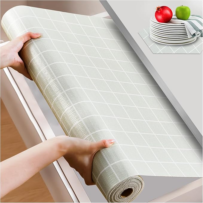 Beautysaid Shelf and Drawer Liner for Kitchen Cabinet, Non Adhesive Non Slip Shelf Paper Waterproof Washable Thickened for Dresser Pantry Shelve Bathroom Protector Liner(Light Green,23.6 in x 20 FT) by Beautysaid