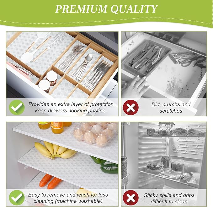 Cooyes 12 PCS Refrigerator Liners, 12" x 24" Non-Slip Fridge Liners Strong Absorbent Washable Non-Adhesive, Refrigerator Shelf Liners and Mats for Shelves, Drawers, Kitchen Cabinets(Gray Slate) - Image 6