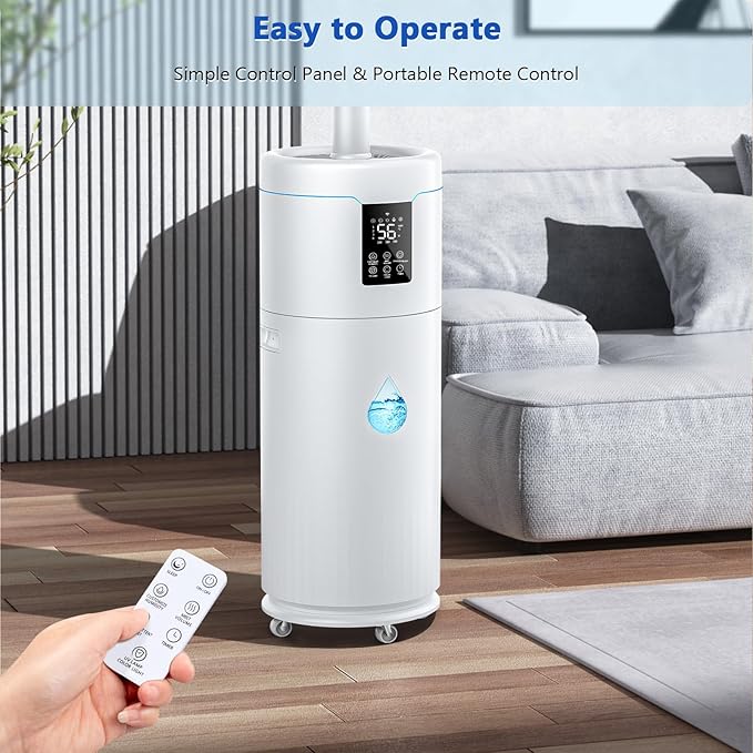 17L/4.5Gal Ultra Large Humidifiers for Bedroom 2000 sq ft, Quiet Humidifiers for Large Room, Tower Humidifier with 4 Mist Mode & Extension Tube for Home School Office Commercial Greenhouse Plants - Image 7