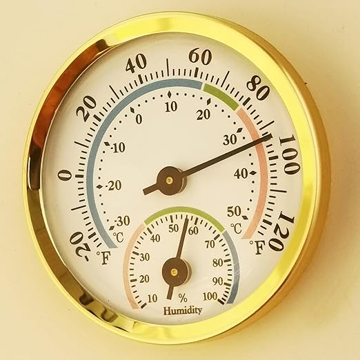 Mini Analog Hygrometer Thermometer - High Precision Humidity Temperature Gauge with Aluminum Alloy Case for Indoor Home Office Room Car Patio Sauna Garden Wall Mount(Gold) - Image 8