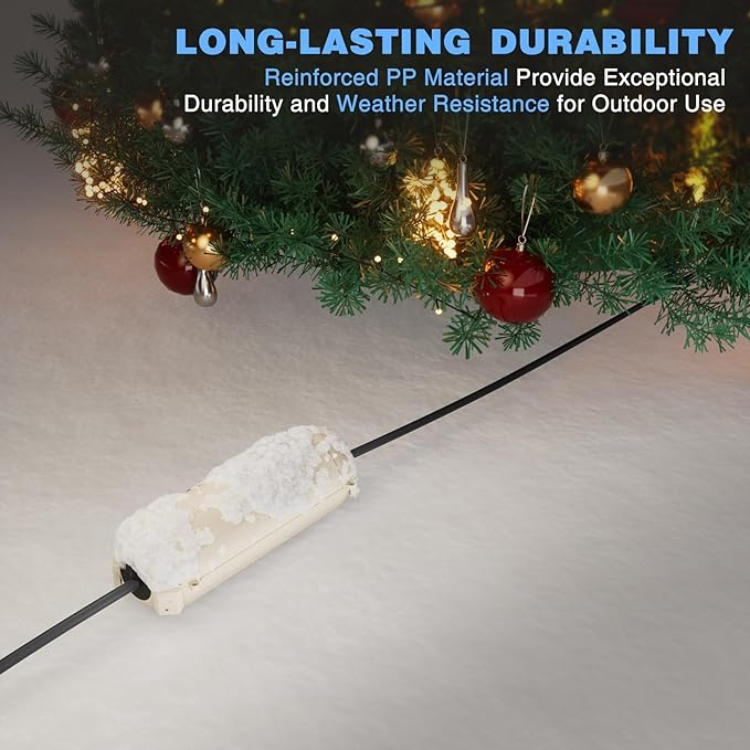 Flemoon [3 Pack] Outdoor Extension Cord Cover Waterproof, Weatherproof Electrical Connection Box for Straight Plug, Outlet, Socket, Halloween, Christmas Holiday Decoration String Light, Almond - Image 7
