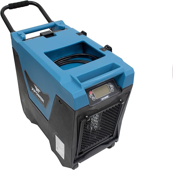 XPOWER XD-85L2 145-Pint LGR Commercial Dehumidifier with Automatic Purge Pump, Drainage Hose, Handle and Wheels for Water Damage Restoration, Clean-up Flood, Basement, Mold, Mildew (Blue) - Image 6
