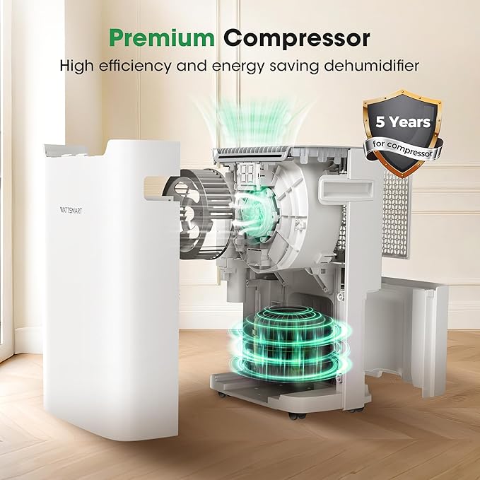 Dehumidifiers for Home with Drain Hose,75 OZ Water Tank, 4500 Sq.Ft 55 Pints Dehumidifiers for Basement, Bathroom, Bedroom, Three Modes, Smart Humidity Control, Dry Clothes, 24H Timer, White - Image 2