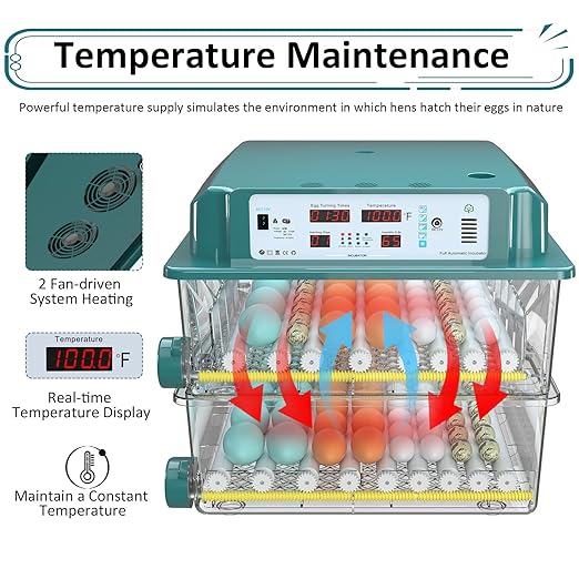 Incubators for Hatching Eggs 120, Chicken Egg Incubator with Automatic Egg Turning and Humidity Display, Temperature Control with 5 Automatic Incubation Modes, Incubation Day Counter - Image 3