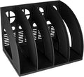 SAYEEC Sturdy Magazine Holder 4 Compartments Plastic Desktop File Organizer File Dividers Office Organizer Storage Document Magaizne Rack Display Box (Black) by SAYEEC