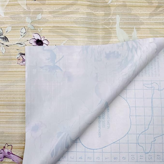Yifely Vintage Purple Peony Self-Adhesive Kitchen Shelf Drawer Liner Moisture Proof PVC Mat 45x300cm - Image 3