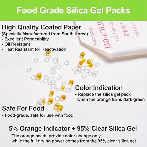 100-Pack 5g Silica Gel Packets – Premium Food Grade Rechargeable Desiccant with Color Indicating Beads for Spices, Vitamins, Electronics & Storage - Image 2