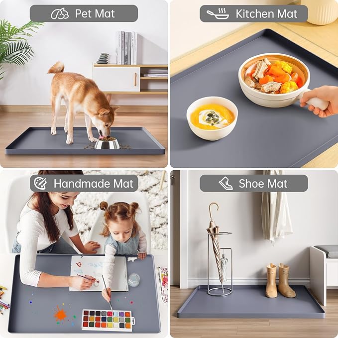 FLATO Waterproof Under Sink Mat 31" x 19" Shelf Liner for Kitchen and Bathroom, Cabinet Protector, Organizers and Storage, Flexible Silicone Drip Tray - Image 6