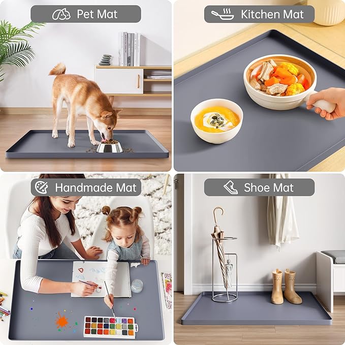 FLATO Waterproof Under Sink Mat 28" x 22" Shelf Liner for Kitchen and Bathroom, Cabinet Protector, Organizers and Storage, Flexible Silicone Drip Tray - Image 6