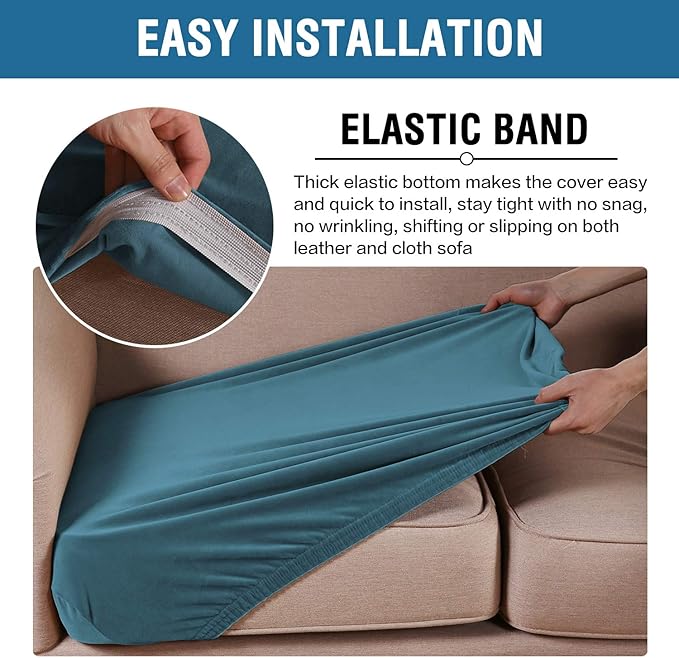 H.VERSAILTEX Velvet Stretch Couch Cushion Cover Plush Cushion Slipcover for Chair Cushion Furniture Protector Seat Cushion Sofa Cover (1 Piece Armchair Cushion Covers, Peacock Blue) - Image 4