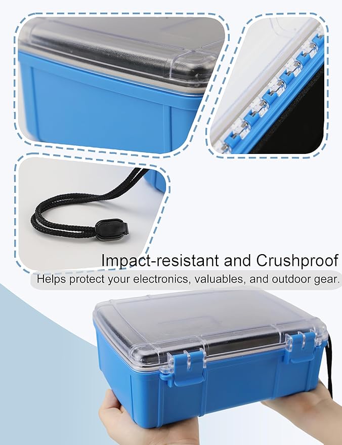 Beoccudo Large Waterproof Dry Box Waterproof Containers, Watertight Boat Storage Boxes Drybox Storage Case for Kayaking, 8.9" L X 6.4" W X 3.2" H - Image 6