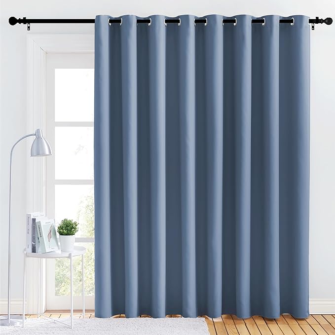 NICETOWN Lower Noise Room Divider Curtain Screen Partitions, Blackout Sound Reducing Room Curtain Panel for Doorway/Glass Window/Sliding Door/Patio (Stone Blue, 1 Panel, 84" Tall x 120" Wide) by NICETOWN