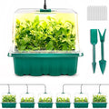 Seed Starter Tray with Grow Light, 6pcs Seed Starter Kits with Light and Adjustable Humidity Domes, Covers Height 3.9", Indoor Seedling Starter Plant Germination Trays (Green-Warm White) by Ourhom