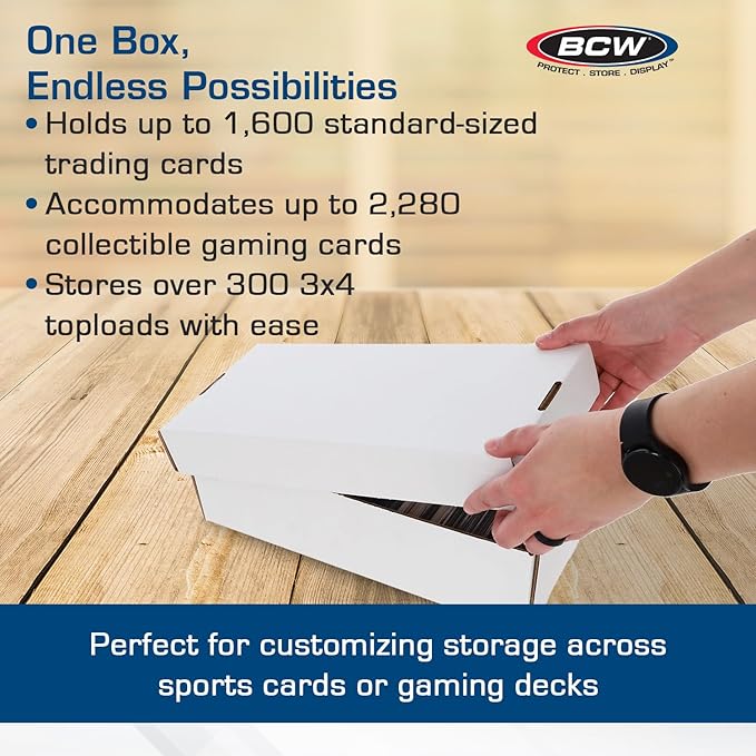 BCW Shoe Storage Card Box - 25 ct | Cardboard Box for Trading Cards, Gaming Cards, and Collectibles | Holds 1600 Standard Cards or 300 3x4 Toploaders | Gaming Card Organizer Box | Assembly Required - Image 4