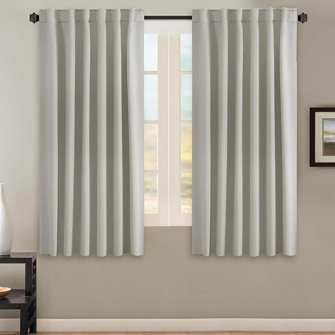 H.VERSAILTEX Blackout Curtains Thermal Insulated Window Treatment Panels Room Darkening Blackout Drapes for Living Room Back Tab/Rod Pocket Bedroom Draperies, 52 x 63 Inch, Ivory/Cream, 2 Panels by HVERSAILTEX