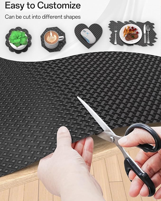 Shelf and Drawer Liner for Kitchen Cabinet, Non-Adhesive 12in x 120in Waterproof Contact Paper Refrigerator Liners Thickened Durable EVA Material Non Slip Mat for Dresser Cupboard Pantry Protector - Image 6