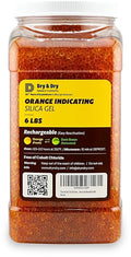 Dry & Dry [6 LBS] Premium Orange Indicating Silica Gel Desiccant Beads(Industry Standard 3-5 mm) - Rechargeable Silica Gel Beads(6 LBS) by DryDry