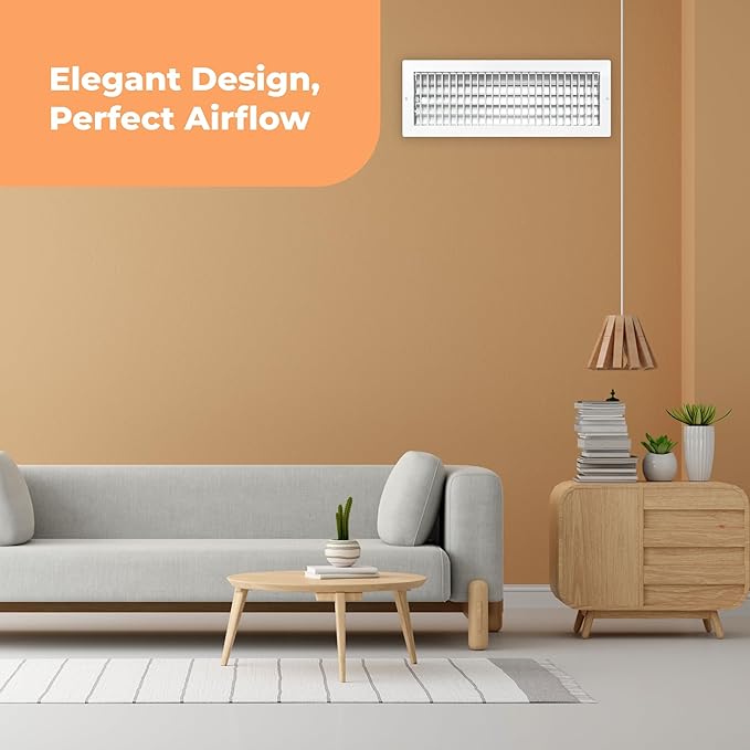 Aluminum 20 x 6 In (Duct Opening) Heater Vent Deflector Wall AC Grille – Premium Register Vent Cover – Durable Rustproof Wall Grille – Overall Size 21-5/8 x 7-5/8 Inch – Adjustable Front Blades, White - Image 7