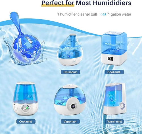 12 Pack Humidifier Cleaner, Humidifier Tank Cleaner Balls compatible with All humidifiers and Fish Tanks, Purifies Water, Prevents Hard Water Build-Up, Reduces Scale to improve Humidification - Image 2