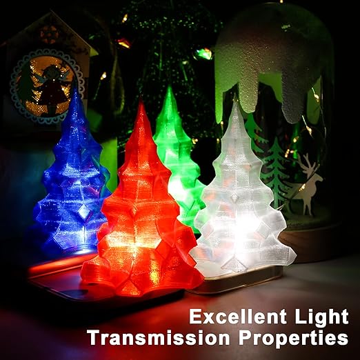 AMOLEN 3D Printer Filament Bundle, PETG Filament 1.75mm,Transcucent Clear/White,Red,Green,Blue Filament,PETG Transparent Filament with Light Transmission Feature,250g x 4 Spools Set - Image 2