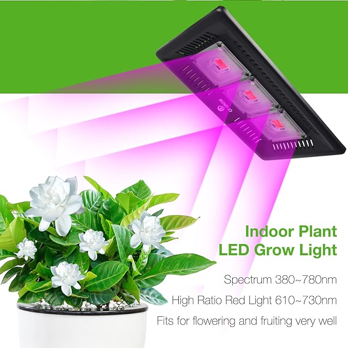 LED Grow Light Full Spectrum, CFGROW Waterproof 300W COB LED Grow Light, Natural Heat Dissipation Without Noise, Suitable for Plants All Growing Stage Indoor or Outdoor - Image 2