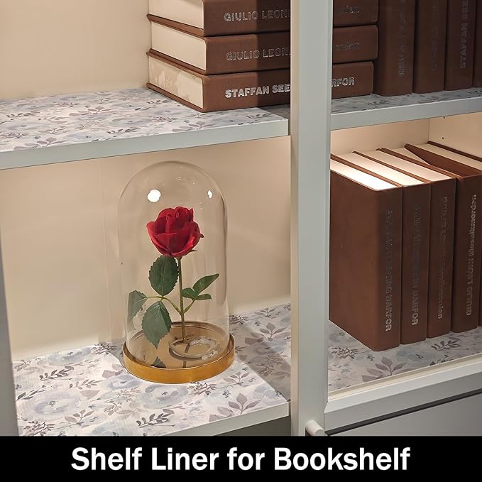 Blue Floral Shelf and Drawer Liner for Kitchen,12IN x 20FT Non-Adhesive and Strong Non-Slip Peony Cabinet Drawer Liners for Kitchen Shelf, Waterproof Cupboard Liners,Easy to Clean - Image 8