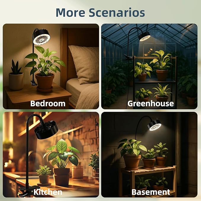 Grow Lights for Indoor Plants, Full Spectrum Plant Grow Light with Plant Fan,Clip on Plant Lights for Indoor Growing with Timer and Dimmable,Suit for Plant shves and Plant Pot,1 Pack - Image 7