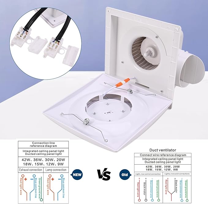 FEITON Bathroom Fan with Light Exhaust Fan Ceiling Mount Vent Fan Light Combo, 30W, 110V, 110 CFM 1.0 Sones, Square Quiet Ventilation Fan with LED Light - Image 6
