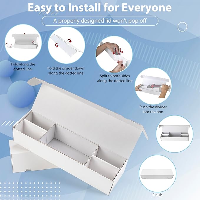 Laminated Trading Card Storage Box, Mtg Storage Card Box with 5-Compartment, Ultra-thin White Cardboard Collector Box for TCG, Sports Cards Storage, 2 Count - Image 5