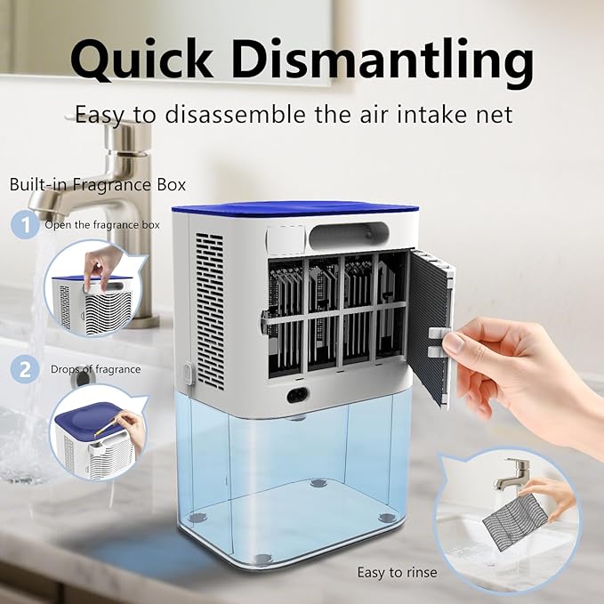 Dehumidifiers for Home,with 105 OZ Water Tank (1000 Sq Ft), Quiet Dehumidifier for Bedroom, Basement, Bathroom, with Auto Shut Off, 7 Colors LED Light (White) - Image 8