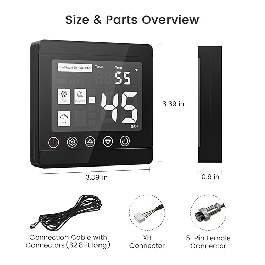 Waykar Remote Control for AFW Series Dehumidifiers – Digital Humidity & Temperature Control, Adjustable Humidity Level, 32.8ft Cable, Sensitive Sensor, Easy Installation, Includes Accessories - Image 6