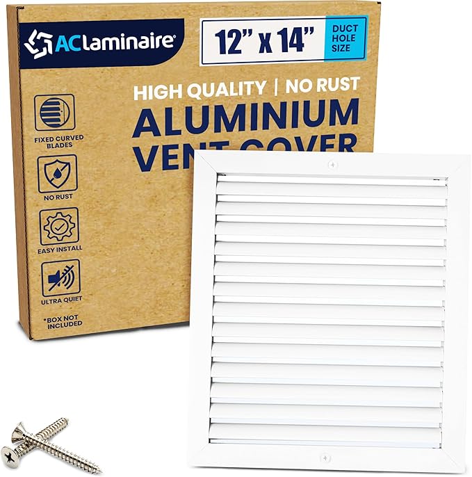 12x14 Inch (Duct Opening) Air Return Vent Cover Decorative – Premium Aluminum AC Vent Cover for Ceiling & Wall, Rustproof Grille, Ideal for Home HVAC Grille, Durable & Easy to Install by ACLAMINAIRE by LAMINAIRE