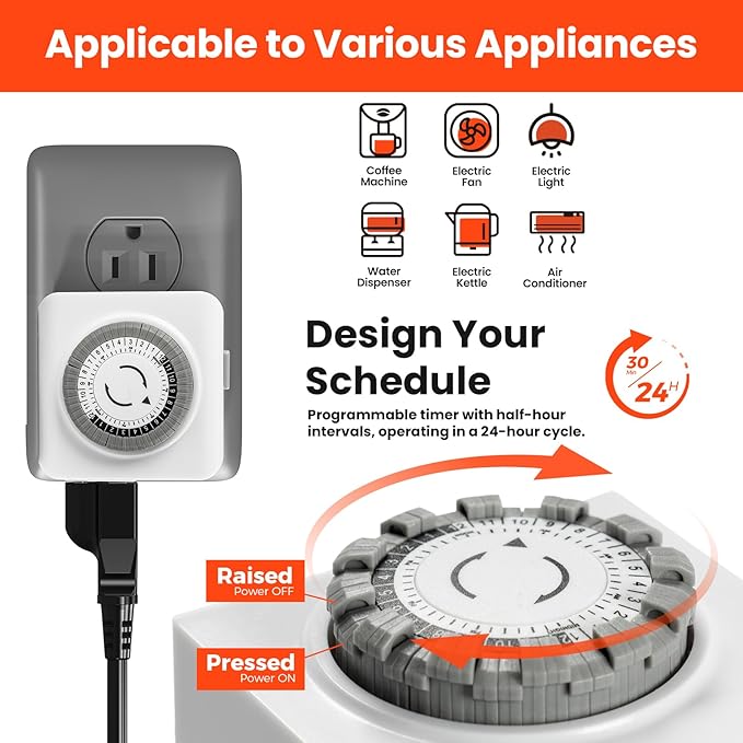 Abestorm Accessories Package. 180° Rotate LED Worklight, Extension Cord Holder Organizer for garage organization and storage, and 24-hour Mechanical Outlet Timer. - Image 3