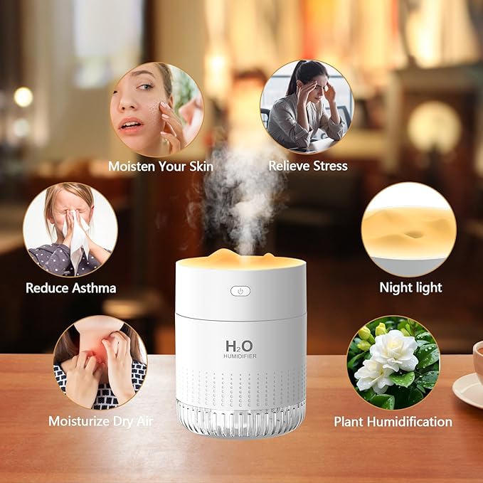 Portable Small Humidifier For Bedroom With Night Light Cool Mist Indoor Mini Small Air Humidifiers For Plants Travel Room Car Desk Office Home Humificador With Usb 2 Spray Mode Super Quiet - Image 3