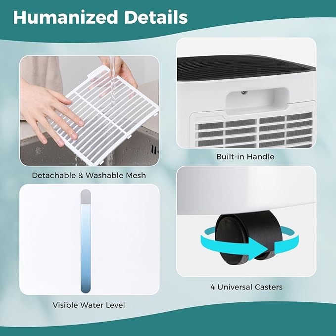 COSTWAY Dehumidifier for Large Room and Basements, Portable 30 Pints Dehumidifier with 3 Modes, 2 Speeds, Low Noise, 24H Timer, Auto or Manual Drainage - Image 2