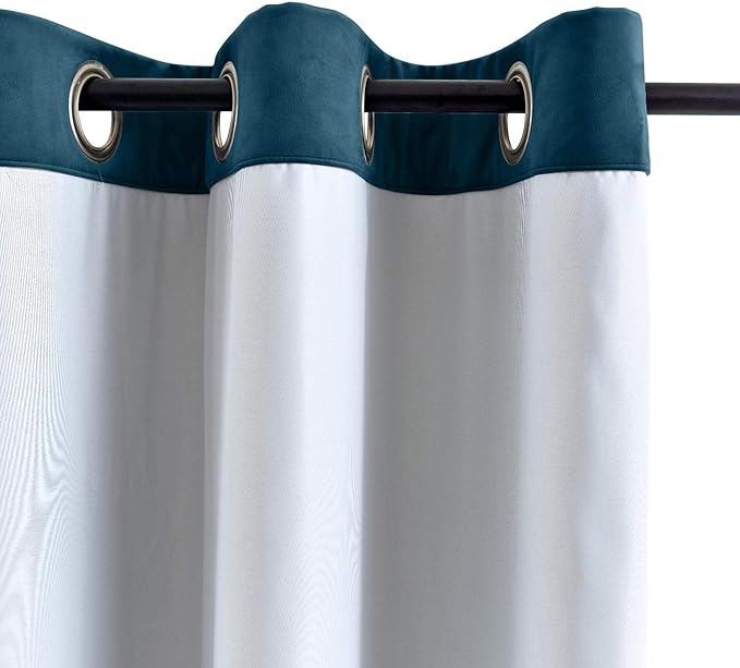 ChadMade Extra Wide Blackout Lined Premium Velvet Curtain Midnight Blue 120Wx96L Inch (1 Panel), Eyelet Grommet for Livingroom Bedroom Theater Studio, Leon Collection - Image 3