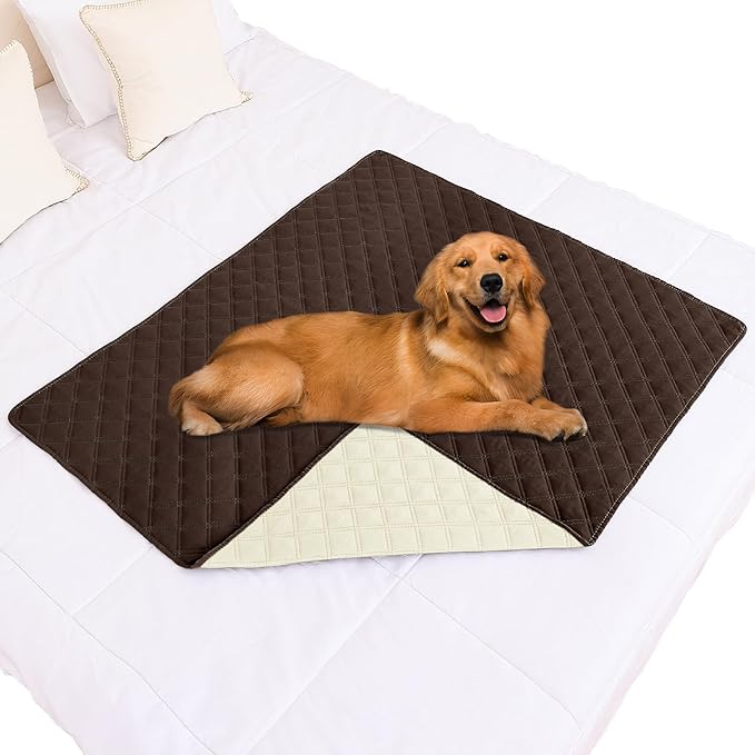 Smiry Waterproof Dog Bed Cover Pet Blanket, Soft Washable Dog Blanket for Furniture Bed Couch Sofa Reversible, Checkered (40"x50", Chocolate/Beige) by Smiry