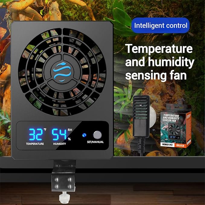 Reptile Ventilation Fan with Humidity Control & High Temp Alarm, Smart Hygrometer for Bearded Dragon, Leopard Gecko, Snake Tank – Quiet Fan with Dual LED Display for Reptile Enclosure - Image 5